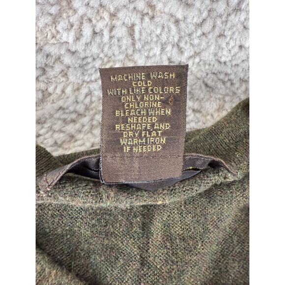 Sebastian Cooper Size L Cashmere Cotton Blend V Neck Sweater Olive Green Pullove - Picture 7 of 8